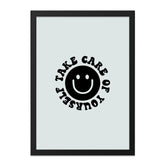 Take Care of Yourself Wall Art, Smiley Face Print, Positive Quote Poster, Trendy Home Decor, Self Care Reminder, Minimalist Art - Tawshia